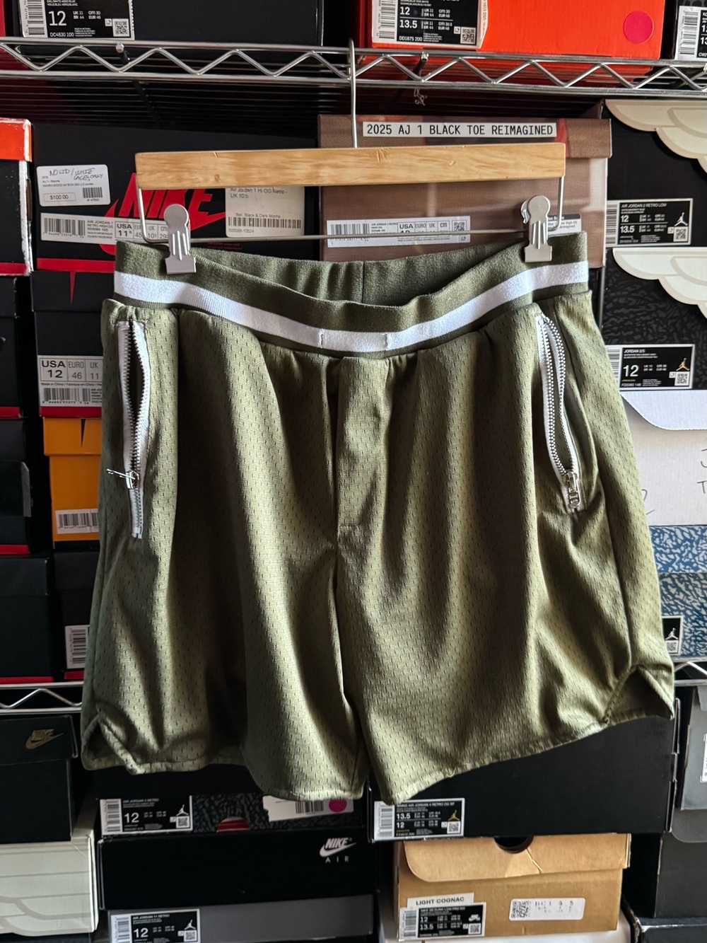 MNML Olive Green Mesh Pullover Top with White Brand Tag
